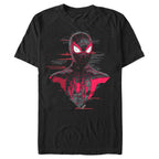 Official Marvel Miles Morales Spider-Man Black T-Shirt - Glitch Graphic