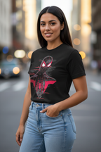Official Marvel Miles Morales Spider-Man Black T-Shirt - Glitch Graphic