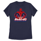 Official licensed Marvel Spider-Man Beyond Amazing women’s t-shirt featuring Spidey in a bold action pose graphic.