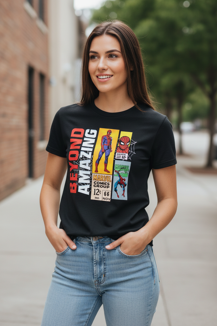 Women’s Marvel Spider-Man Spidey Twelve Cents T-Shirt – Official Retro 12¢ Comic Cover